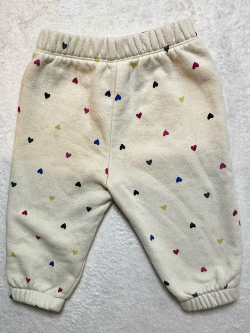 GAP Cream Heart-Print Fleece Jogger Pants for 12-18 month baby